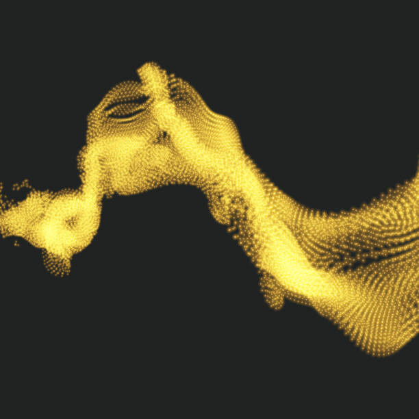 Fototapeta Array with Dynamic Particles. Wavy Background.