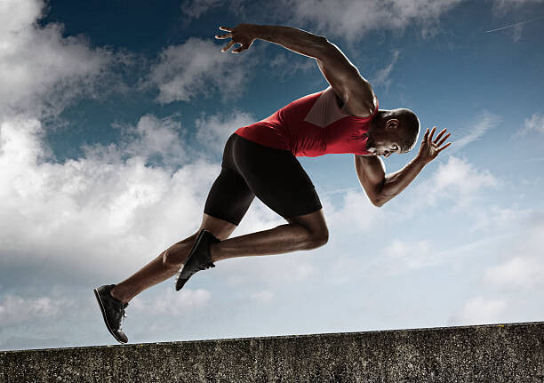 Fototapeta Athlete Sprinting up Steady Incline