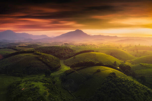 Fototapeta Dark atmosphere, evening time, sunset of