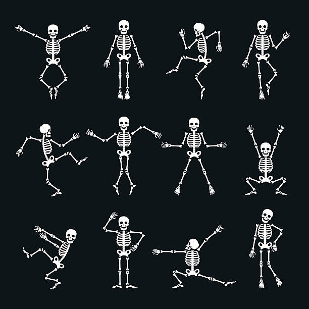 Fototapeta Funny dancing skeleton set