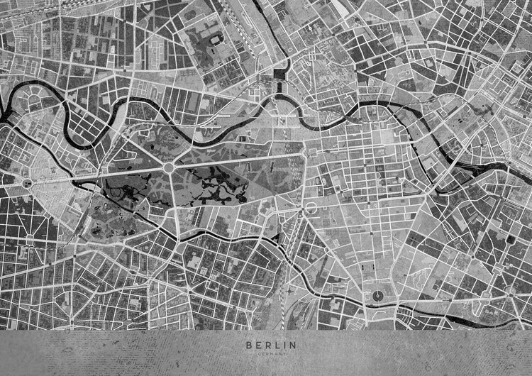 Fototapeta Gray vintage map of Berlin