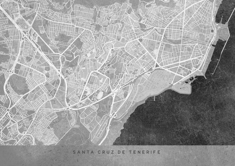 Fototapeta Gray vintage map of Santa Cruz de Tenerife