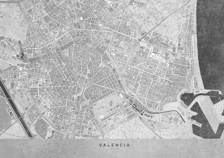 Fototapeta Gray vintage map of Valencia