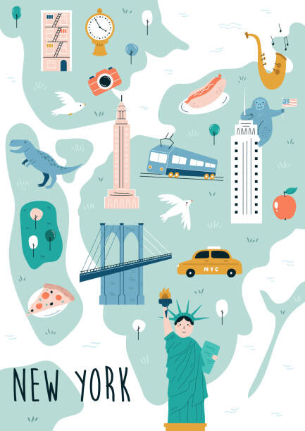 Fototapeta Hand drawn vector map of New