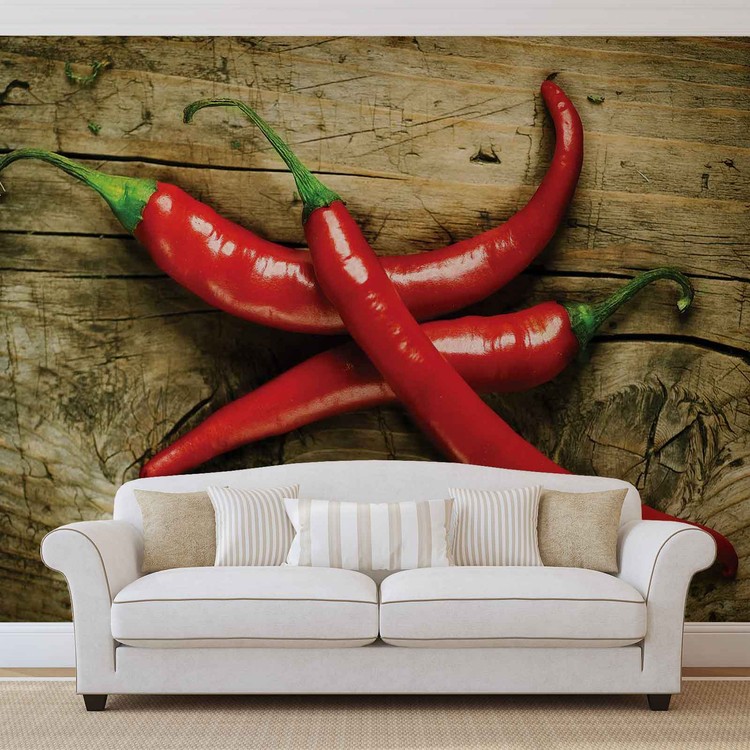 Hot Chillies Żywność Drewno Fototapeta