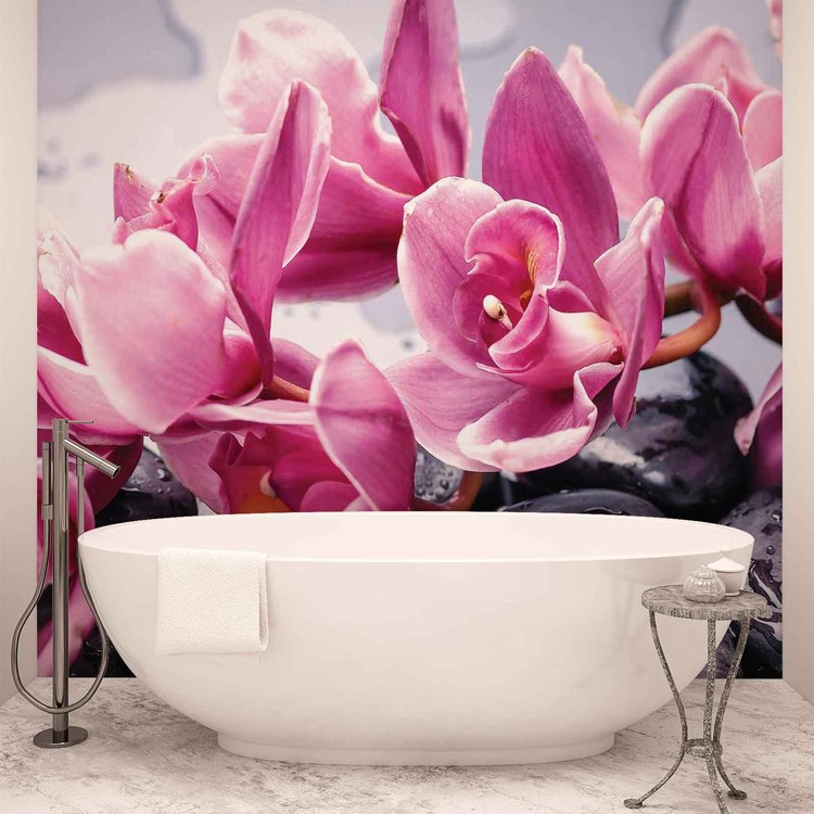 Kvetiny Orchidej Kamen Zen Fototapeta Tapeta Na Zed Na Posters Cz