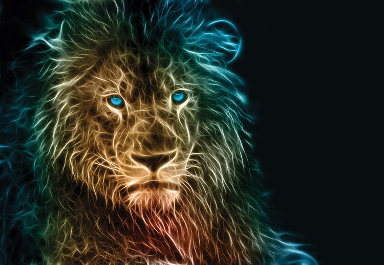 Fototapeta Lion Modern Light Painting