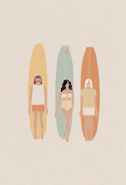 Fototapeta Longboard surf competition, vector illustration