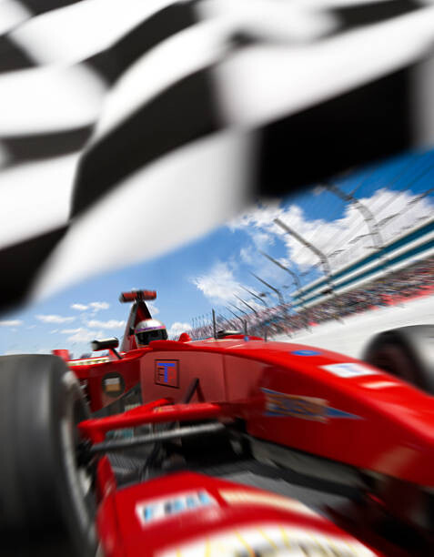 Fototapeta Man driving open-wheel single-seater racing car