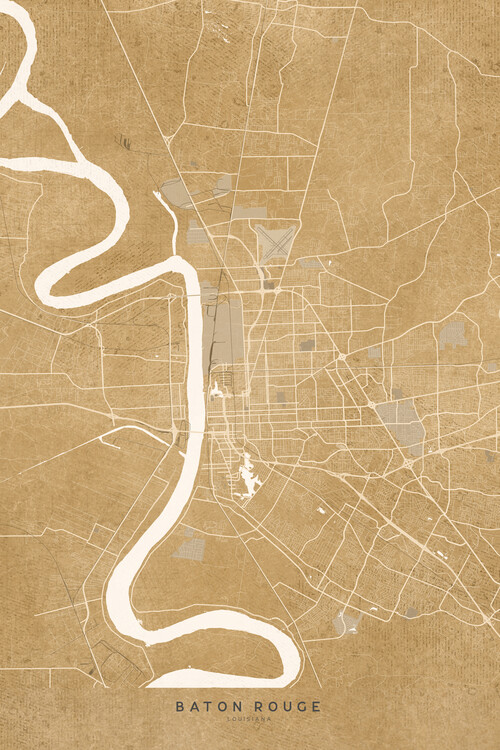 Fototapeta Map of Baton Rouge, LA, in sepia vintage style