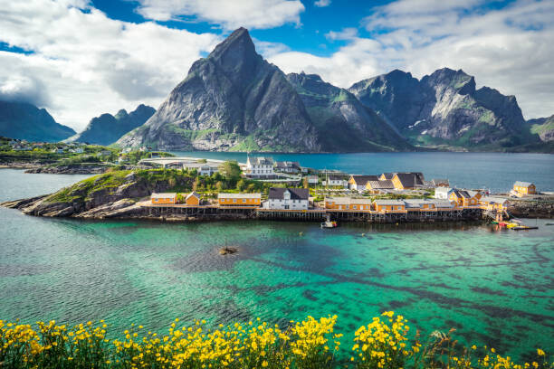 Fototapeta Panoramic seascape near Reine, Moskenes, Lofoten