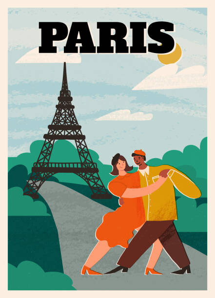 Fototapeta Paris A4 retro style poster.