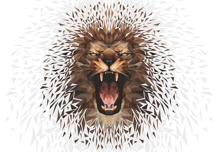 Fototapeta Polygon Lion Ligh Colours