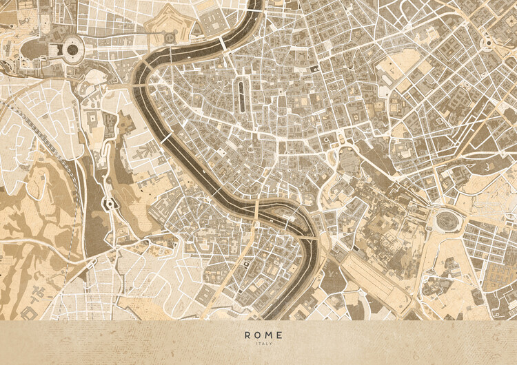 Fototapeta Sepia vintage map of Rome