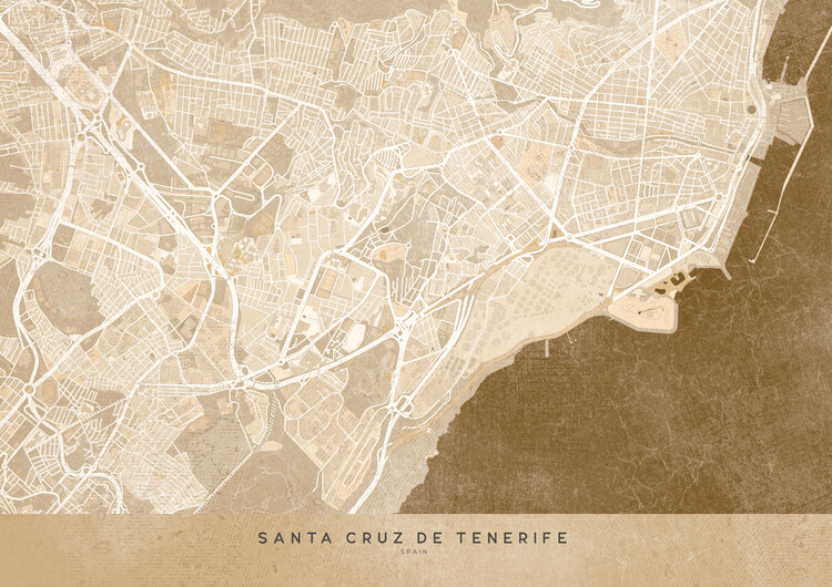 Fototapeta Sepia vintage map of Santa Cruz de Tenerife