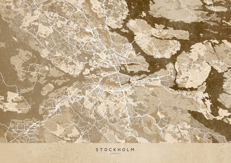 Fototapeta Sepia vintage map of Stockholm