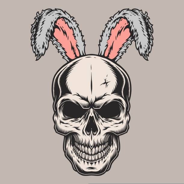 Fototapeta Skull Easter bunny emblem colorful