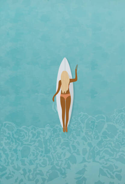 Fototapeta Surfer girl in bikini puddle out