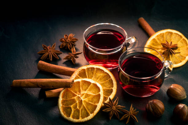 Fototapeta Two glasses of mulled wine with