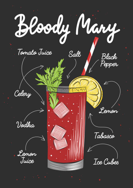 Fototapeta Vector engraved style Bloody Maryalcoholic cocktail