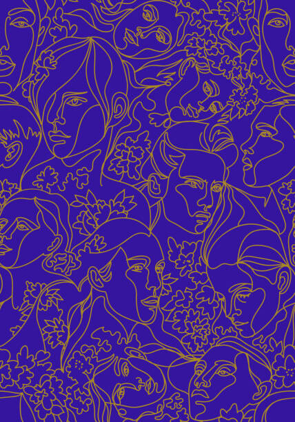 Fototapeta Vector seamless pattern with people heads