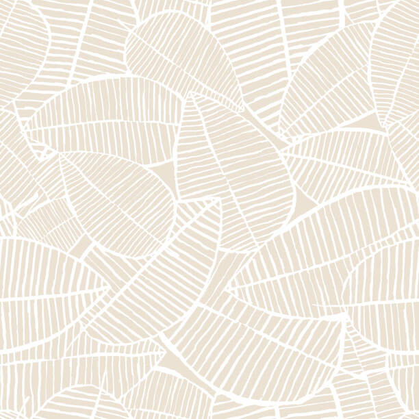 Fototapeta Vector seamless watercolor leaves pattern. Beige