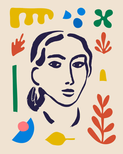 Fototapeta Vector woman art poster. Matisse inspired