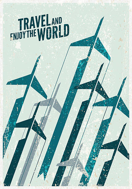 Fototapeta Vintage Travel poster. Stylized airplane illustration