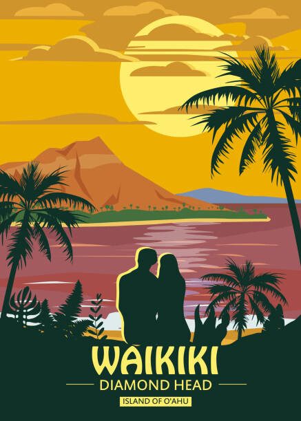 Fototapeta Waikiki island of O ahu Retro