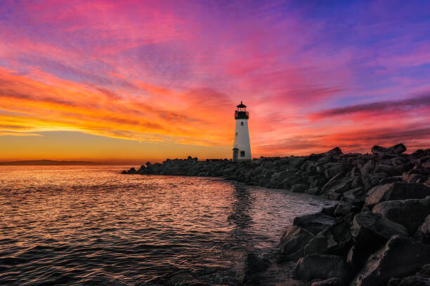 Fototapeta Whalton Lighthouse Morning Beautiful Clouds Little