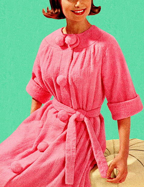 Fototapeta Woman Sitting in Pink Robe