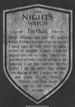 Game Of Thrones - Nights Watch Plaque métal décorée