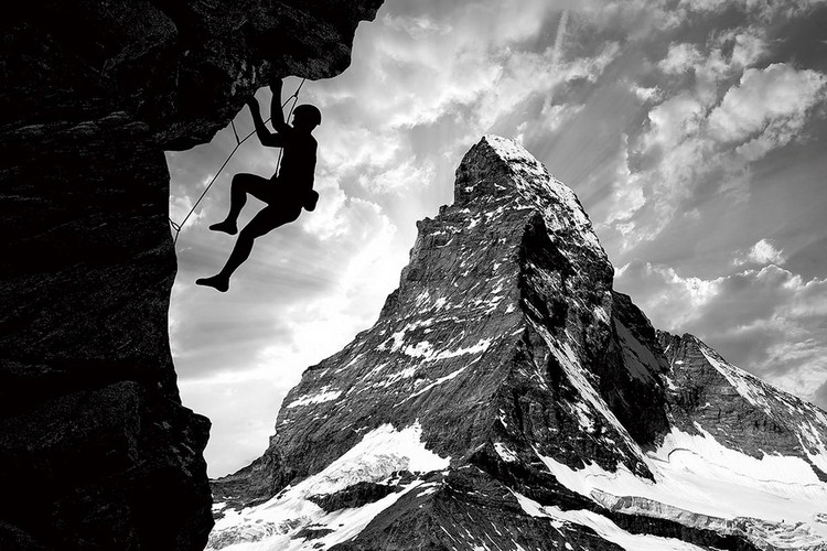 Glasbilder Be Brave - Climb the Mountain