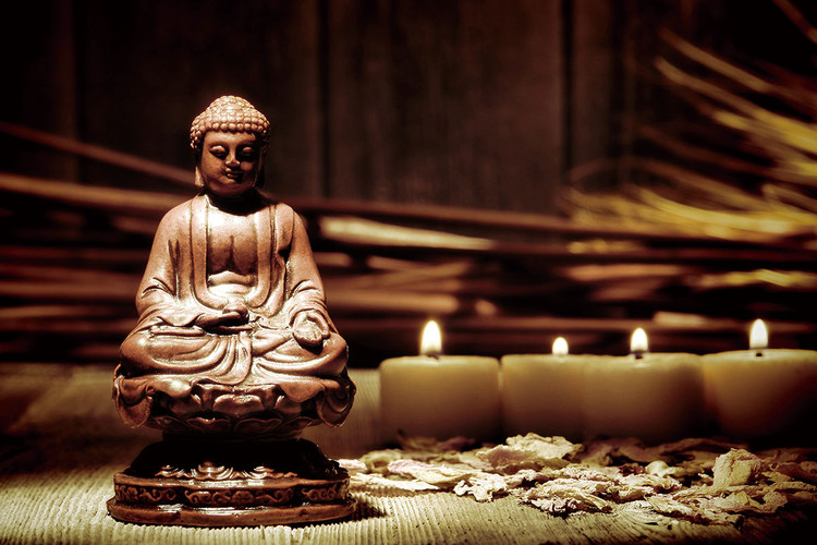 Glasbilder Buddha - Candles