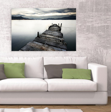Glasbilder Jetty into Lake