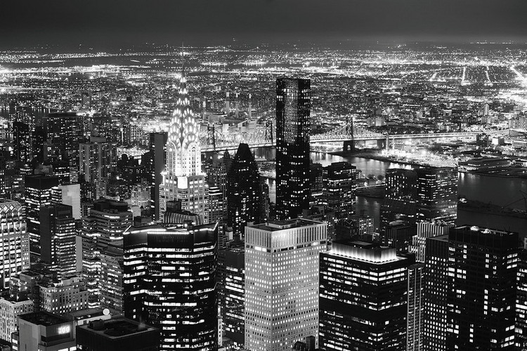 Glasbilder Night City - Aerial View