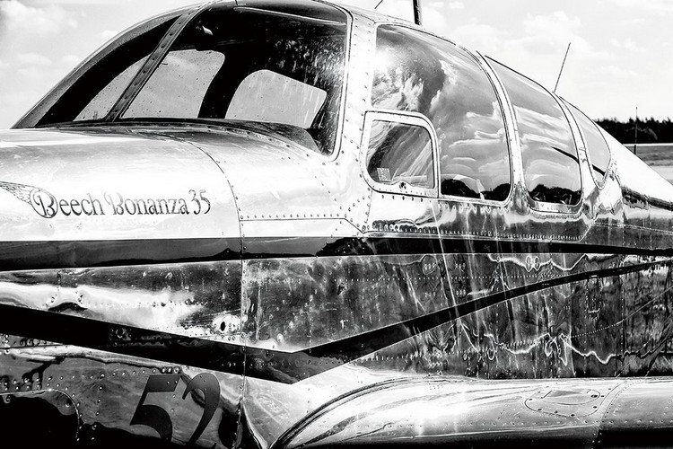 Glasbilder Plane - Black and White