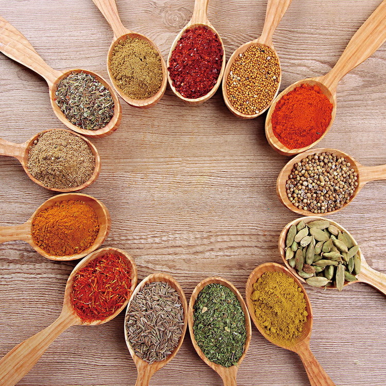 Glasbilder Spoons with Spices
