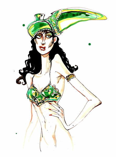 Adesivo murale Green art deco shoe hat: