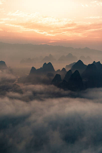 Samolepka Guilin hills landscape at sunrise