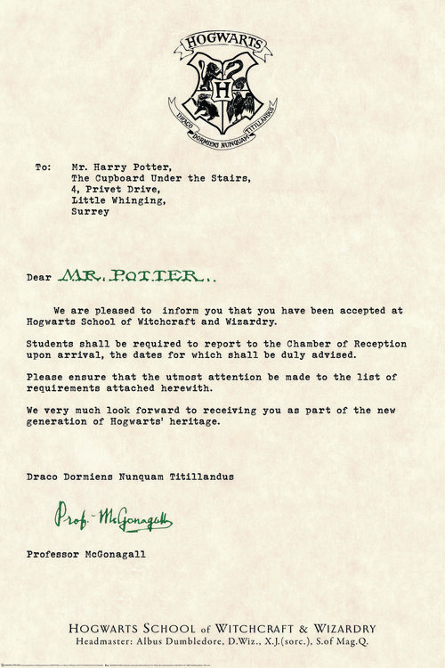 Samolepka Harry Potter - Acceptance Letter