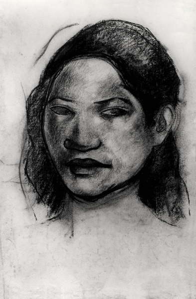 Samolepka Head of a Tahitian (charcoal on paper)