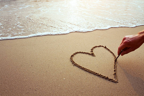 Samolepka heart on the beach