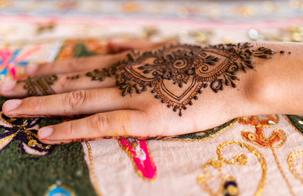 Samolepka Henna mehndi pattern in the hand of a woman