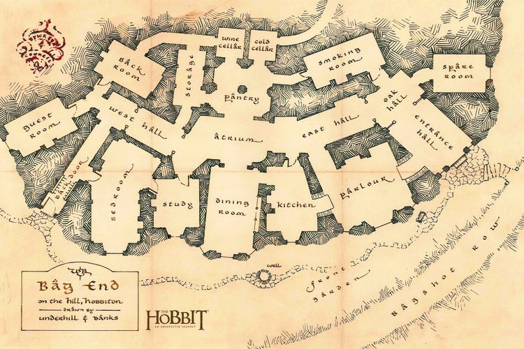 Samolepka Hobbit - Bag end map