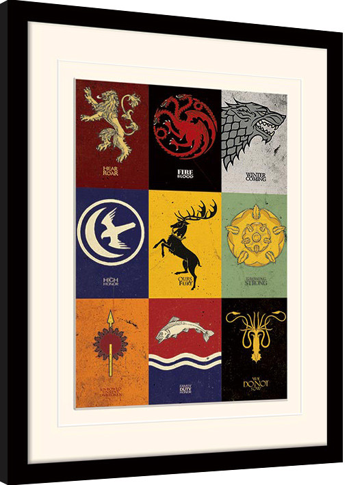 Zarámovaný plakát Hra o Trůny (Game of Thrones) - Sigils