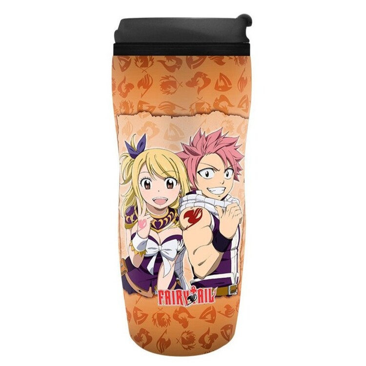 Cestovní hrnek Fairy Tail - Lucy, Natsu & Emblem