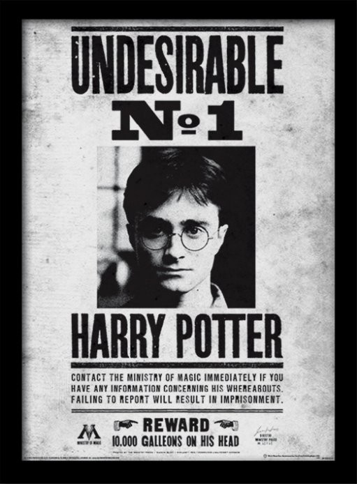 Ingelijste poster Harry Potter - Undesirable No1
