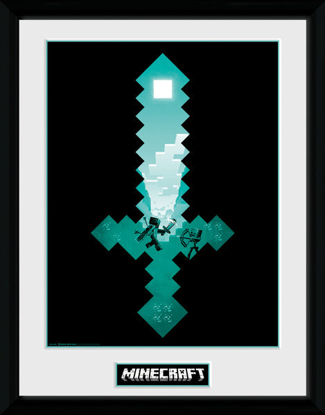 Ingelijste poster Minecraft - Diamond Sword
