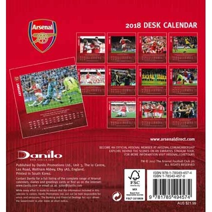 Desk Easel 18 Calendar Arsenal Kalendare Na Zed 18 Kup Na Posters Cz